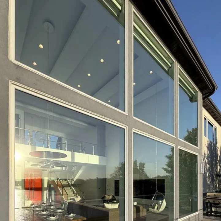 A wall of clean glass on a modern home